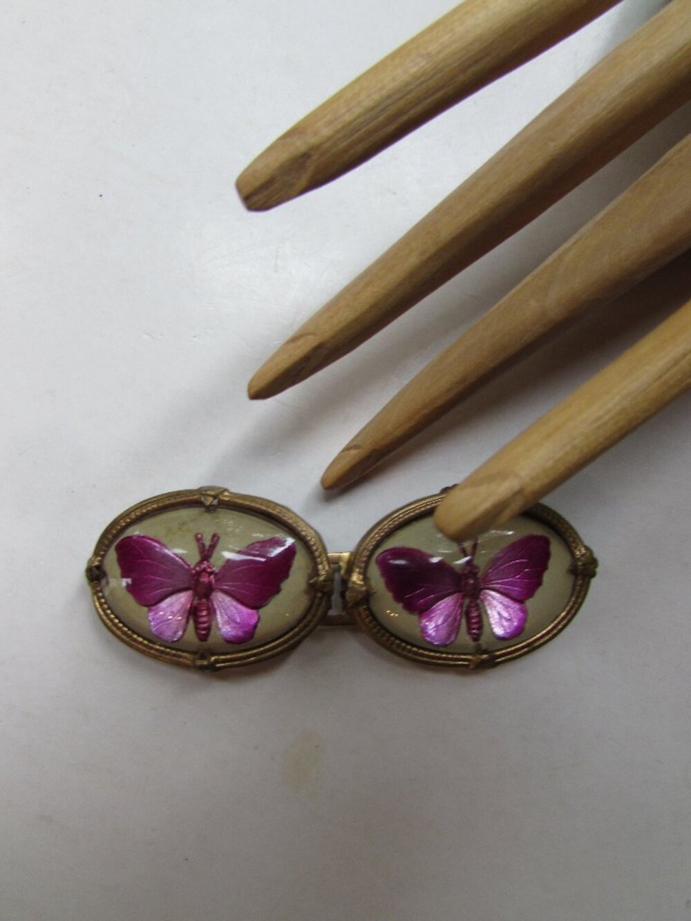 Belt Buckle Early 20th Century Pink Butterflies